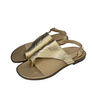 Vionic Womens Ella Sandals Size 8.5 Gold Backstrap Buckle Comfort Toe